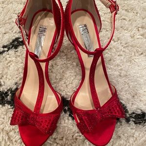 Red rhinestone INC heels